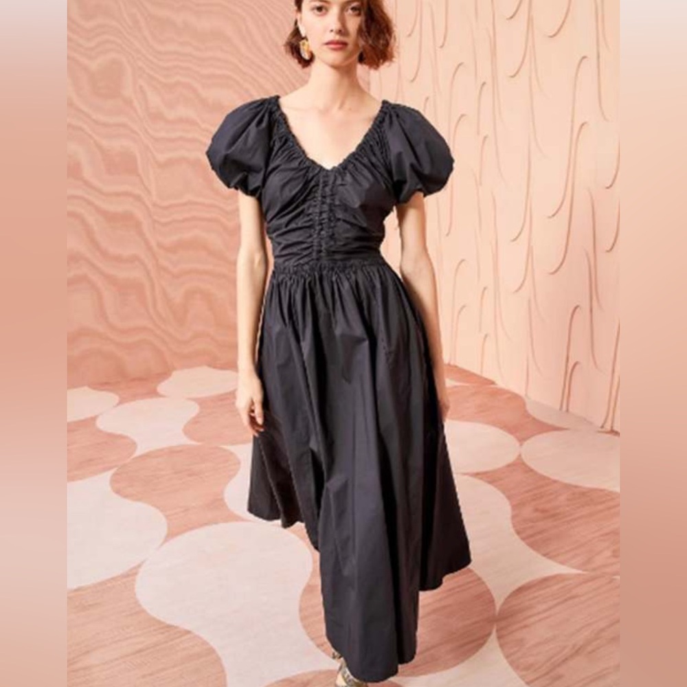 ULLA JOHNSON cecile dress in noir/black Sz 16